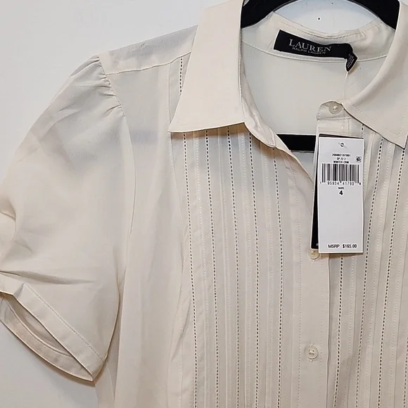 Lauren Ralp Lauren Black Label Shirtdress Elegant Winter Cream Midi Dress SZ 4 - Picture 9 of 16